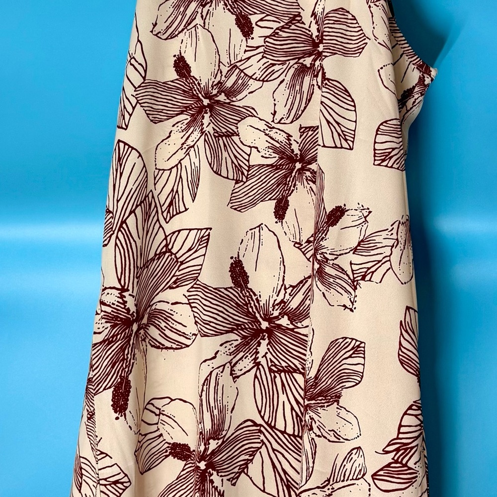 Floral Print Dress in Cream and Brown